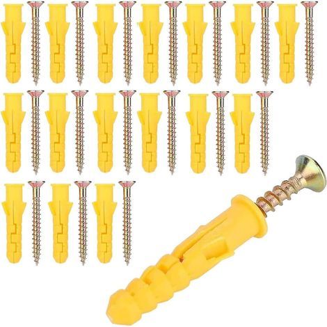 Kit de chevilles pour plaques de plâtre - Cheville pour cloisons creuses avec vis, assortiment de chevilles autoperceuses pour cloisons creuses, en nylon, 100 pièces / 50 jeux (1/5)