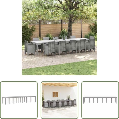 vidaXL Außenbereich -  Gartentisch Hellgrau 400 x 100 x 73 cm Poly-Rattan (1/5)