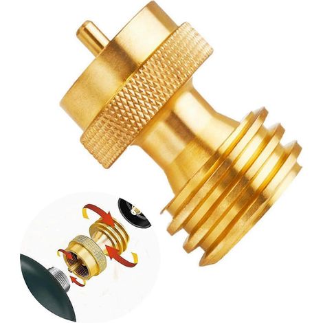Adaptateur/convertisseur en laiton massif pour bouteille de propane de 1 lb à 20 lb, compatible avec barbecue ou cuisinière, raccordement rapide. (1/4)