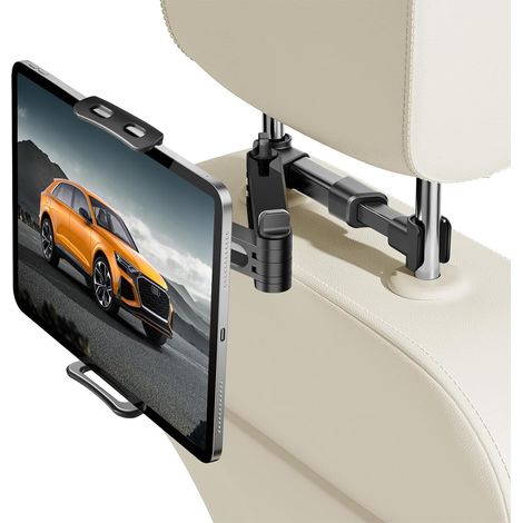 1 Support Tablette Voiture, Rotation 360°, Bras Télescopique, Anti-Choc, Compatible 4.7-13", Siège Arrière