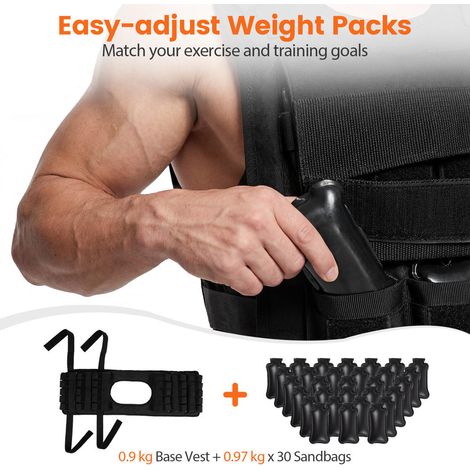 Intensifiez Vos Séances Gilet Lesté Réglable 0-30 kg avec 30 Poids Amovibles pour Musculation et Running Homme (1/5)