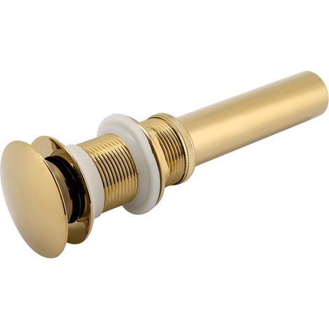 Ensemble de vidange escamotable pour lavabo de salle de bain en laiton G1 1/4" sans trop-plein (placage en chrome titane) (1/5)