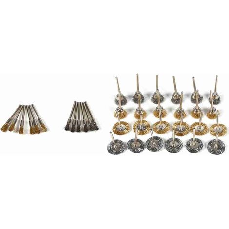 Jeffergarden Kit complet de 36 brosses en laiton et acier pour le polissage et le nettoyage, comprenant un godet et une roue rotative (1/3)