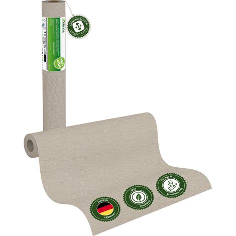 Veluxis® UNI Glattvlies Vliestapete XXL Rolle 15m x 0,53m Greige – Matt & leicht strukturiert – Wandklebetechnik ohne Einweichen – Hoch waschbeständig & stoßfest – Made in Germany (1/5)