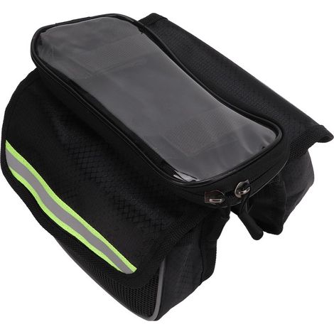 Sacoche de cadre vélo 600D nylon, film TPU transparent, résistant aux chocs, haute sécurité, pour smartphone 4.8-5.7 pouces, vert (1/5)