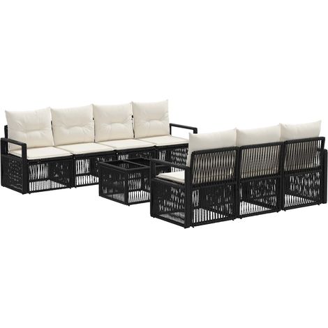 Conjunto de sofás de jardín 8 uds. Negro ratán sintético vidaXL (1/5)
