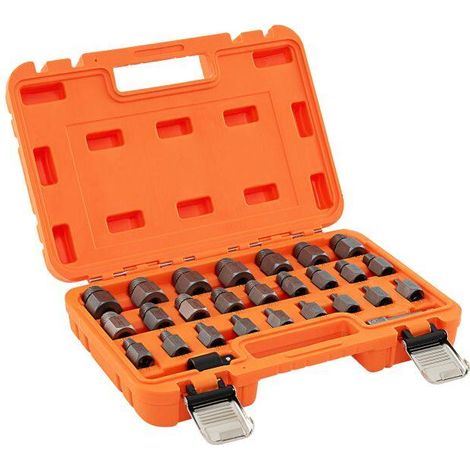 Coffret orange 27 extracteurs de vis en acier Cr-Mo avec adaptateurs et spirale inversée pour garage et rénovation (1/5)