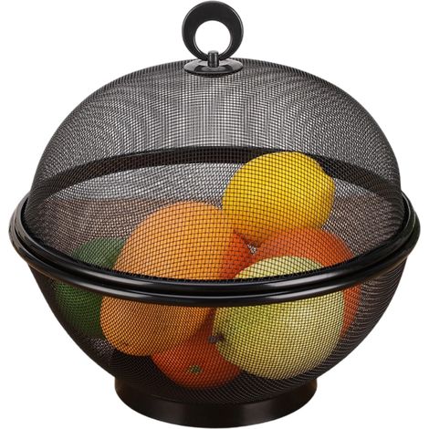 Fruit Basket - Mesh - Large Capacity - Lid - Metal - Contemporary