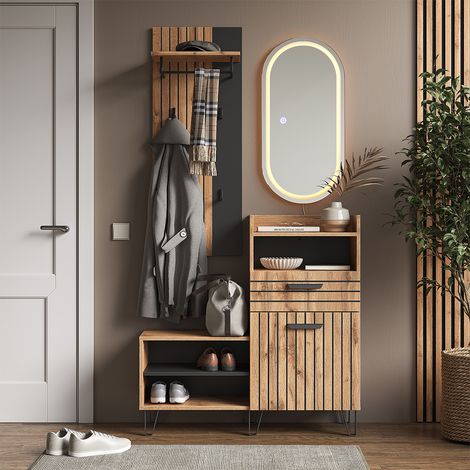 Armario Amber, Roble Wotan, 100 x 100 cm 3 partes, Vicco