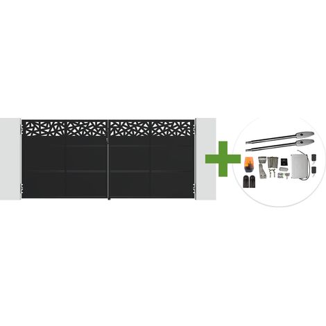 Portail battant acier noir mat 3,5m NALI RUIVO H.160cm + moteur Tanker B250 (1/5)
