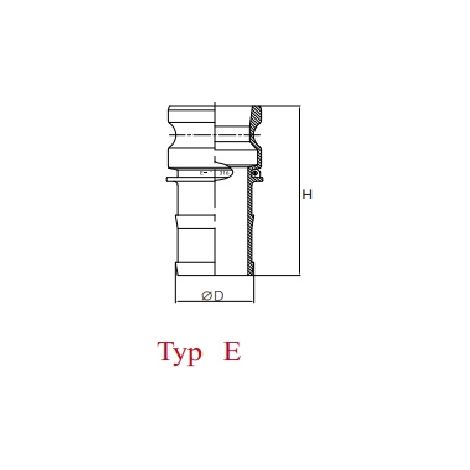 Camlock-Schnellkupplungsstecker Typ E, Aluminium, 1 1/2" x 38 mm (1/4)