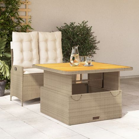 Set comedor de jardín 2 pzas con cojines ratán sintético beige vidaXL (1/5)