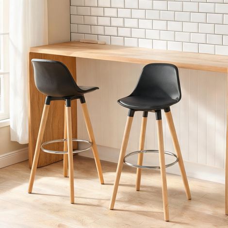 Tabouret de bar en finta pelle legno di faggio 43 x 43 x 91 cm (1/5)