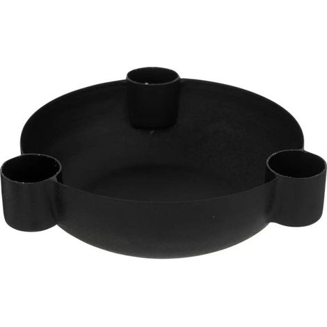 Bougeoir 3 Bougies en Métal "Jiling" 14cm Noir (1/3)