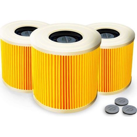 Lot de 3 filtres à cartouche + 3 vis de fermeture supplémentairesPour aspirateur Kärcher WD3 Premium WD2 WD3 WD 3 MV3 WD 3 PKit d'extension remplace 6.414-552.0, 6.414-772.0dyk- (1/4)