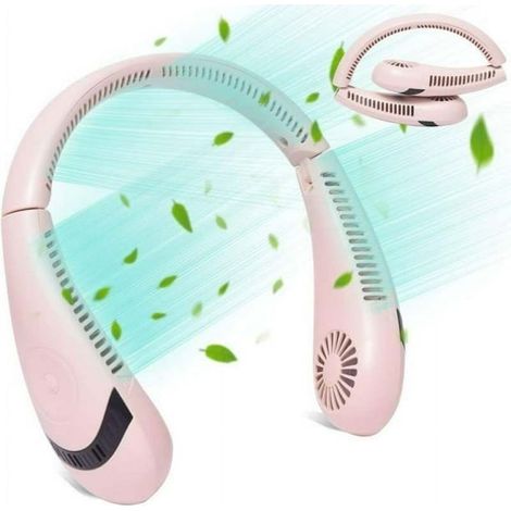 Ventilateur de cou portable sans pales à 360°, ventilateur de cou USB pliable et silencieux avec affichage numérique, longue autonomie, idéal pour une utilisation extérieure. (1/5)