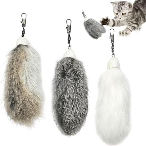 Cat Toy, Rabbit Fur Toy for Cat, Furry Interactive Plush Toys Kitten Replacement for Cat Games Chew Clean Teeth Hunting (1/5)