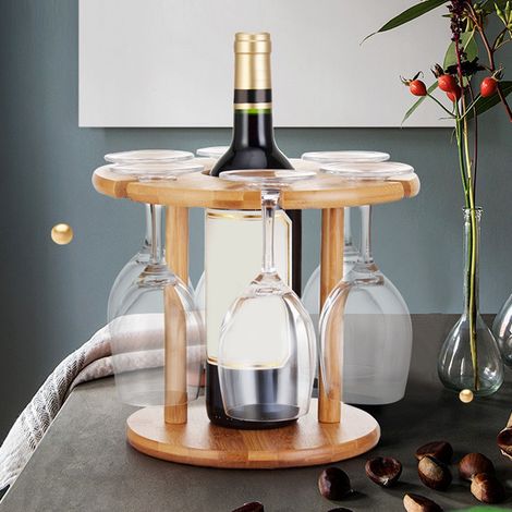 Porte-verres à vin en bambou, étagère suspendue, organisateur pour bar et restaurant à domicile. (1/5)