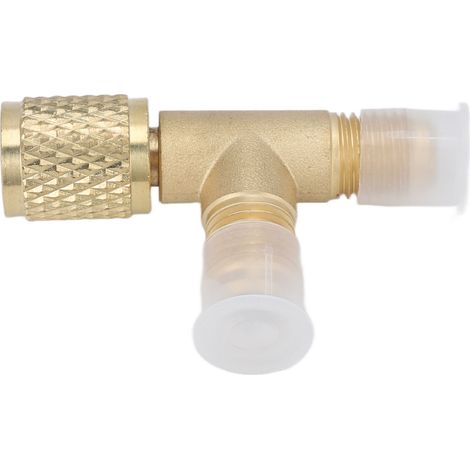 Adaptateur en T pour R12, R22, R134a, raccord 1/4 SAE pour tuyau de recharge. (1/5)