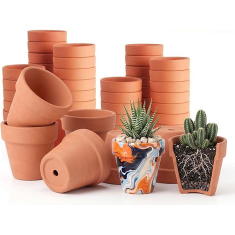 30 Pieces Small Terracotta Pots 2.5 x 2.5 cm, Mini Terracotta Pots for Succulent Plants, Mini Terracotta Flower Pots for Indoor and Outdoor Decoration (1/5)