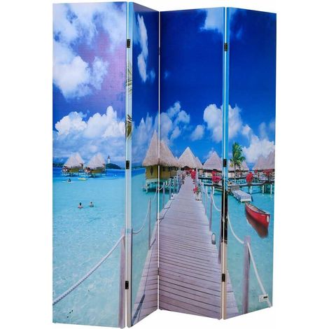 Biombo divisor plegable diseño playa 160x170 cm vidaXL (1/5)