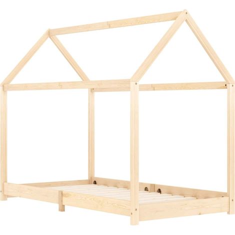 Lit enfant pour 1 personnes, Structure de lit, Assemblage Facile, Bois de pin massif 90 x 200 cm OIB1569E (1/5)