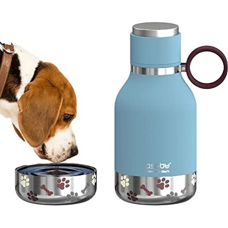 Asobu Ciotola per cani attaccata alla bottiglia da viaggio isolata in acciaio inossidabile per uomo 935,5 g (blu) (1/4)