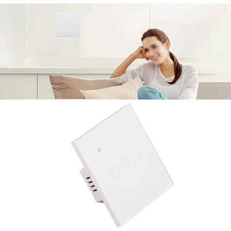 3-Modul-WLAN-Schalter mit Touchpanel aus gehärtetem Glas, hubfrei, intelligenter Schalter, 110–240 V Wechselstrom (1/5)