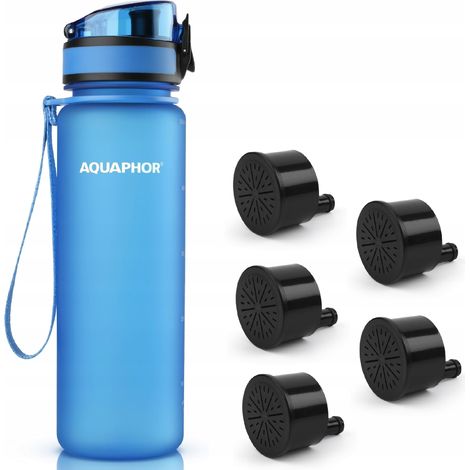 Flacone filtro Aquaphor City da 500 ml + 5 filtri, blu (1/5)