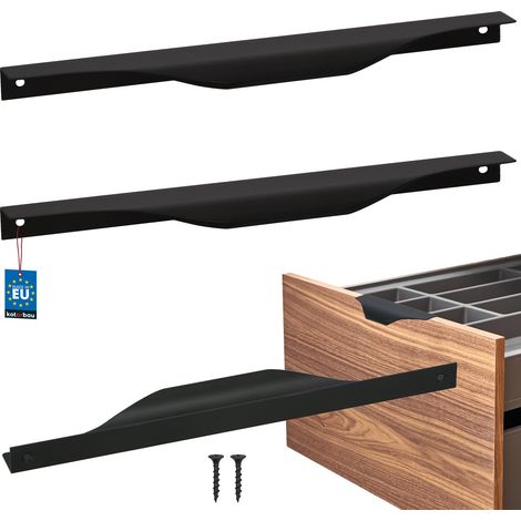 KOTARBAU® Modern Edge Möbelgriffe, Aluminium, Mattschwarz, 256/276 mm, 2er-Set
