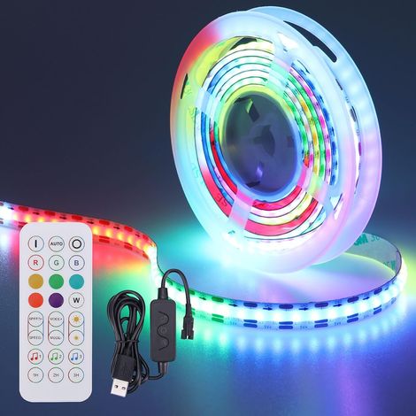 5V USB WS2812B COB Ruban LED avec Contrôleur 2M 320 Pixel Adressable (1/5)