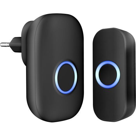 Waterproof wireless doorbell, IP44 waterproof electronic doorbell, 150m range, 32 melodies, 4 volume levels, black (1/5)