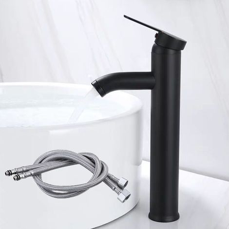 Grand robinet de salle de bain chaude et froide de la salle de bain Cold Surface Dragon Special Head Special Myled Water Robinet mélangé robinet de salle de bain noir (1/4)