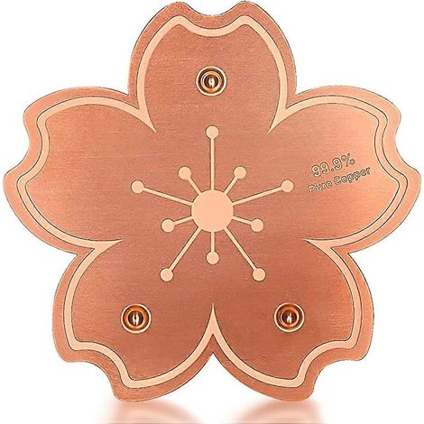 Disque pour bain d'oiseaux en cuivre pur, conception à triple point de support, fréquence de nettoyage réduite (1, Fleur en cuivre) (1/5)