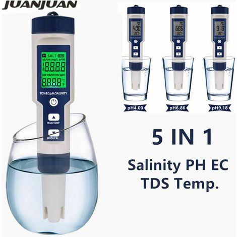 in 1 Digital PH TDS EC Temperatur Tester Salzgehalt Leitfähigkeit Wasserfilter Reinheit Stift Meter mit Hintergrundbeleuchtung