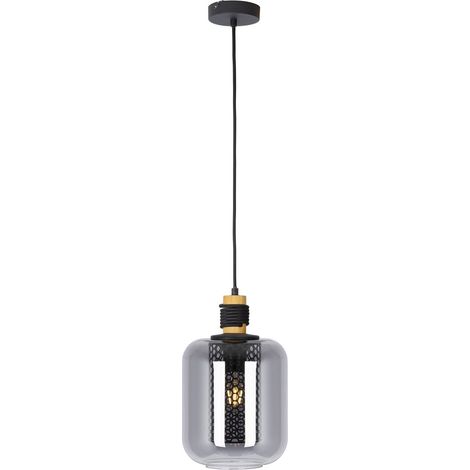 Pendelleuchte Hängelampe Wohnzimmerlampe höhenverstellbar schwarz Glas H 150 cm (1/5)