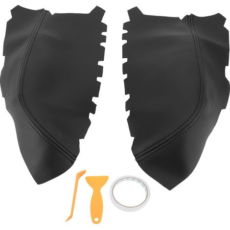 1 paire de housses d'accoudoir de panneau de porte avant, protection résistante aux rayures, confort amélioré, garniture en cuir microfibre noir (1/5)
