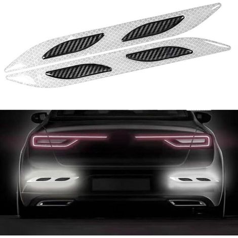 2 pegatinas reflectantes para el maletero del coche, pegatina reflectante de visibilidad nocturna, pegatinas reflectantes de seguridad, para coche, camión, moto (blanco) (1/5)