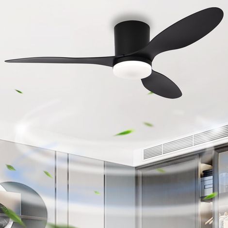 Lustre avec Ventilateur 106CM et Télécommande APP, LED Dimmable Plafonnier avec Ventilateur Réversible 3 Pales pour le Salon, Ventilateur Plafond avec Lumiere 6 Vitesses avec Timer, Noir (1/5)