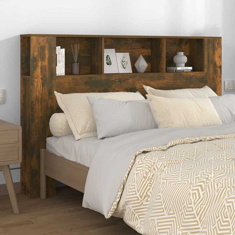 vidaXL Mueble cabecero color roble ahumado 160x18,5x104,5 cm (1/5)