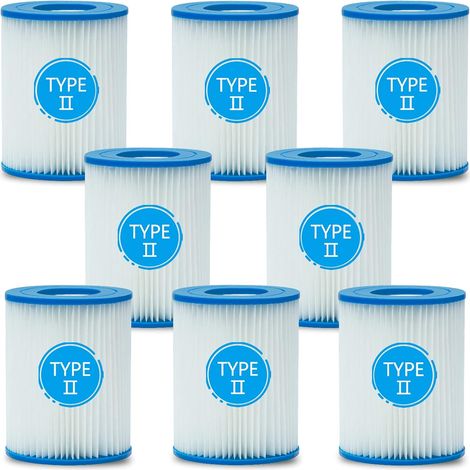 Type II Swimming Pool Filter Cartridges for Bestway, Size 2 Swimming Pool Filter Replacement for Swimming Pool Cleaning, Inflatable Filter Cartridge, 8 Pieces