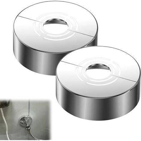 3er-Set Brausearmatur-Rosetten, 3 Größen in 1, geteilte Wasserhahn-Rosette für Ø 20,5 mm/25,5 mm/32,5 mm, Schlauchabdeckung für Heizkörper, Duscharmatur, einfache Installation, Chrom (70 x 30 mm) (1/5)