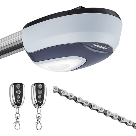 Mophorn Apriporta per garage con forza di trazione di 600 N, dotato di sistema di azionamento a catena. Include un sistema di binari a 4 sezioni, 2 telecomandi e illuminazione a LED integrata (1/5)