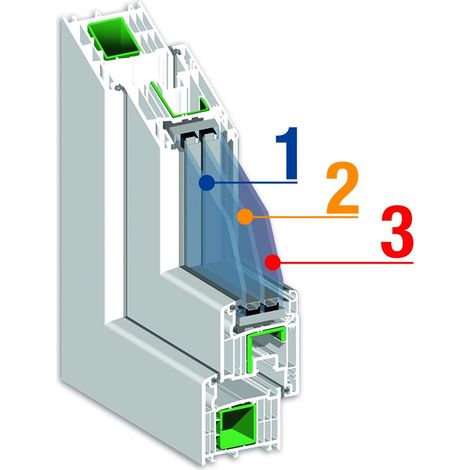 Fenster Kunststoff,80mm,6 Kam. B800 x H600 mm, links 1flg.
