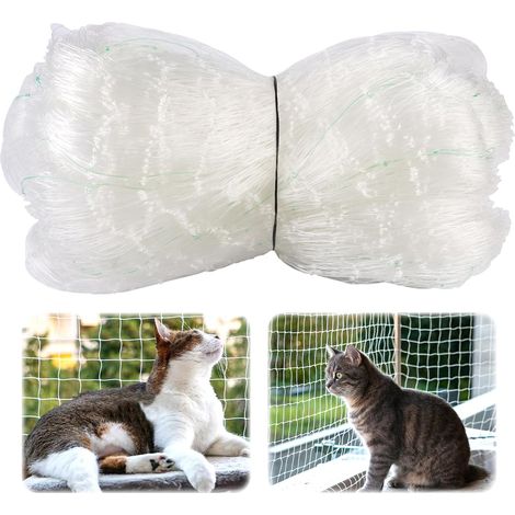 1 Filet De Protection Chat 5x5m Nylon Maille 2.5cm Transparent Pour Balcon Fenêtre Terrasse