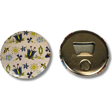 Magnet mit Öffner, kaschubische Volksblumen, beige (1/2)