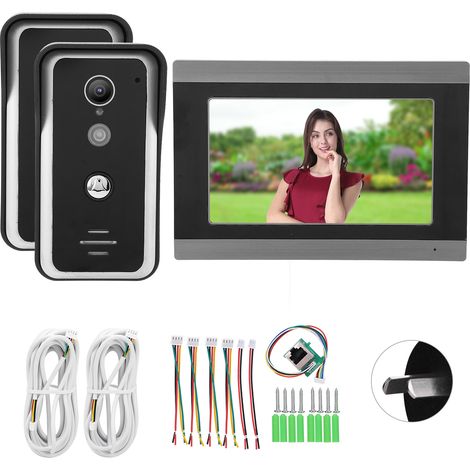 Kit sonnette vidéo filaire 7 pouces TFT LCD, vision nocturne WiFi compatible TUYA, interphone porte AC100-240V prise AU (1/5)