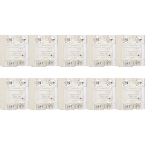 Relais statique 40A GSSR-40DA, 10 pièces, commande DC 3-32V, sortie AC 90-480V, pour systèmes de contrôle industriel et automatisation. (1/5)