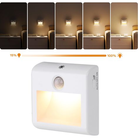 Veilleuses salon avec prise UE, à détecteur de mouvement, LED à intensité variable, 3 modes, lumière d'ambiance blanc chaud, pour chambre à coucher (1/5)