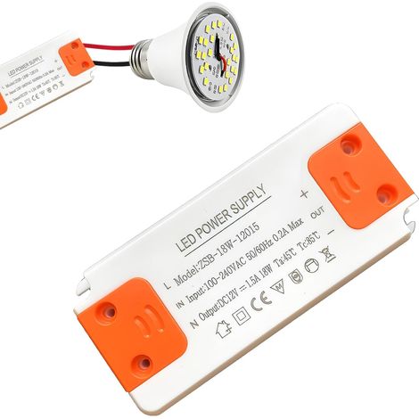Transformateur 220V 12V 18W 1.5A Pour Bande LED Ampoule DC Alimentation Stabilisée, Protection Intégrée, Installation Facile, Construction Robuste (1/5)